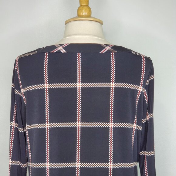 Liz Claiborne Windowpane Pattern Pullover Square Neck 3/4 Sleeve Top Size LP - Picture 7 of 11